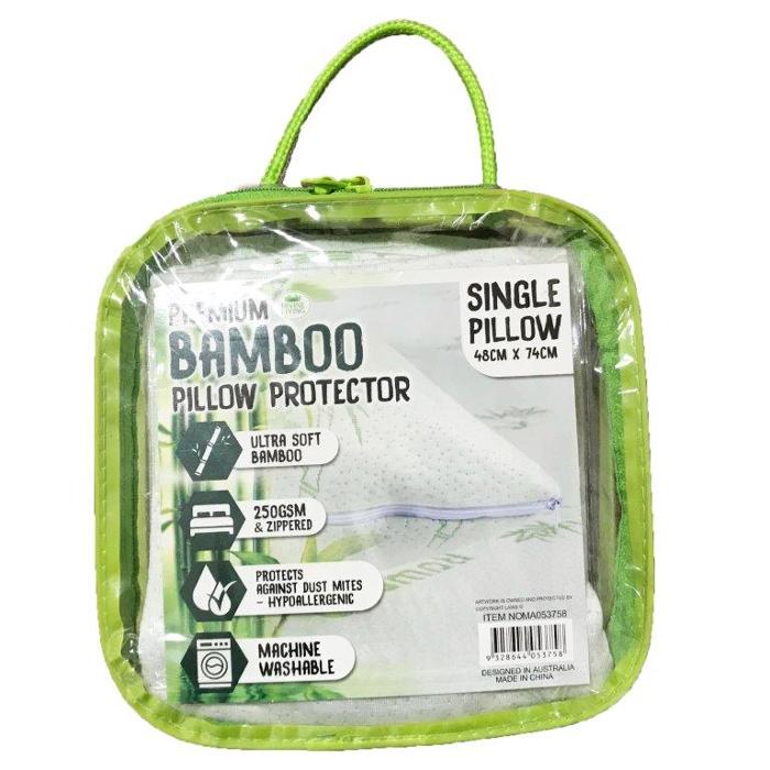 Premium Bamboo Pillow Protector - 48x74cm Single Pillow 1 Piece - Dollars and Sense