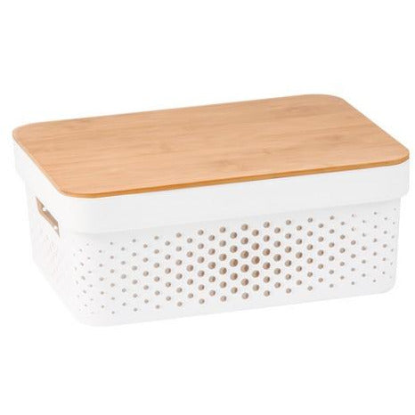 Plastic Basket with Bamboo Lid 10L - Dollars and Sense