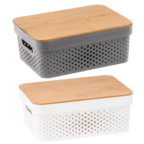 Plastic Basket with Bamboo Lid 10L Default Title