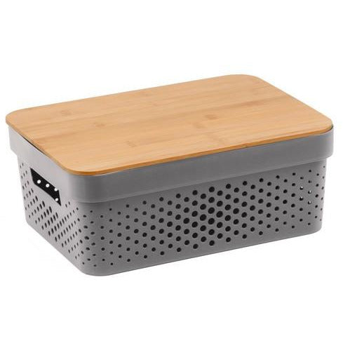 Plastic Basket with Bamboo Lid 10L Default Title