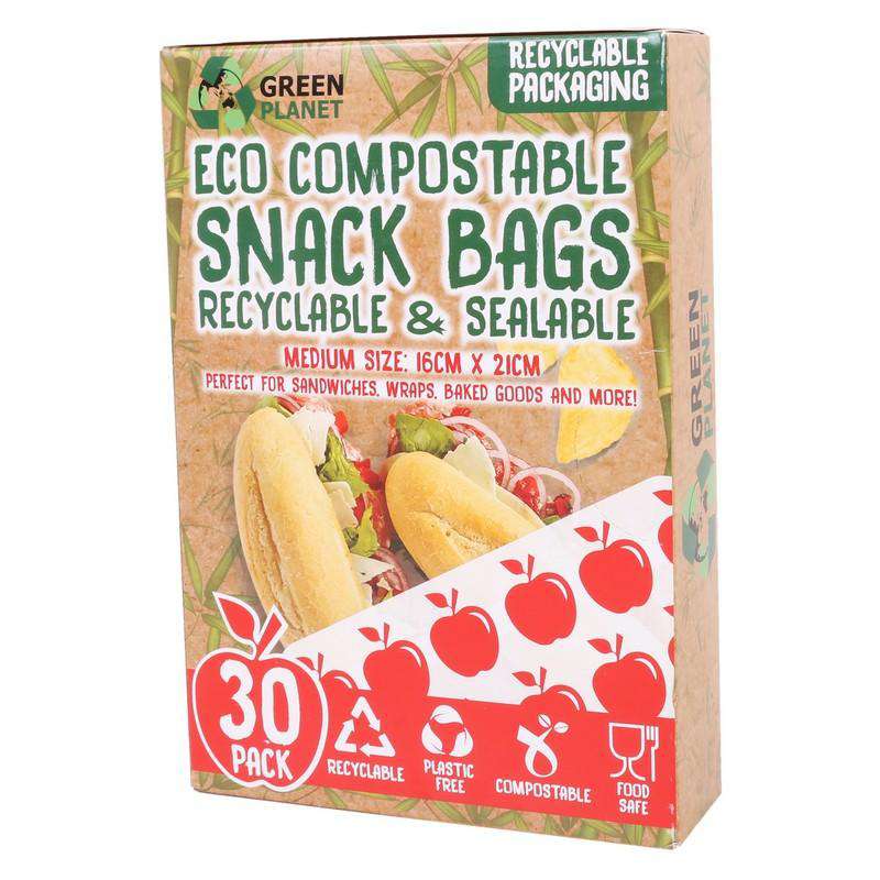 Compostable Snack Bags Medium 30 Pack - Dollars and Sense