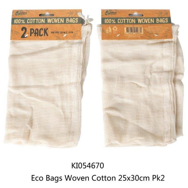 Eco Bags Woven Cotton 25x30cm Pk2 - Dollars and Sense