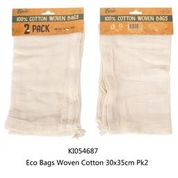 Eco Bags Woven Cotton 30x35cm Pk2 - Dollars and Sense