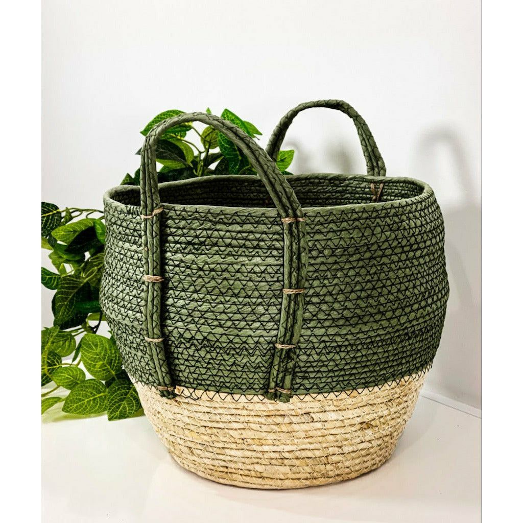 Paper Rope with Maize Rope Basket - 43x32cm 1 Piece Assorted - Dollars and Sense