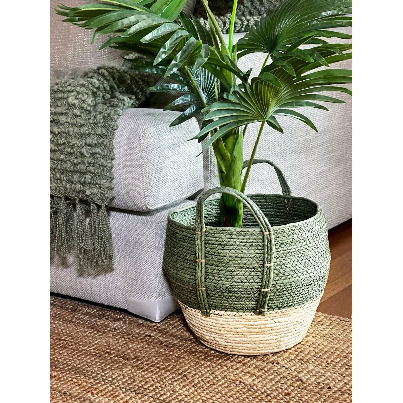 Paper Rope with Maize Rope Basket - 38x30cm 1 Piece Assorted - Dollars and Sense