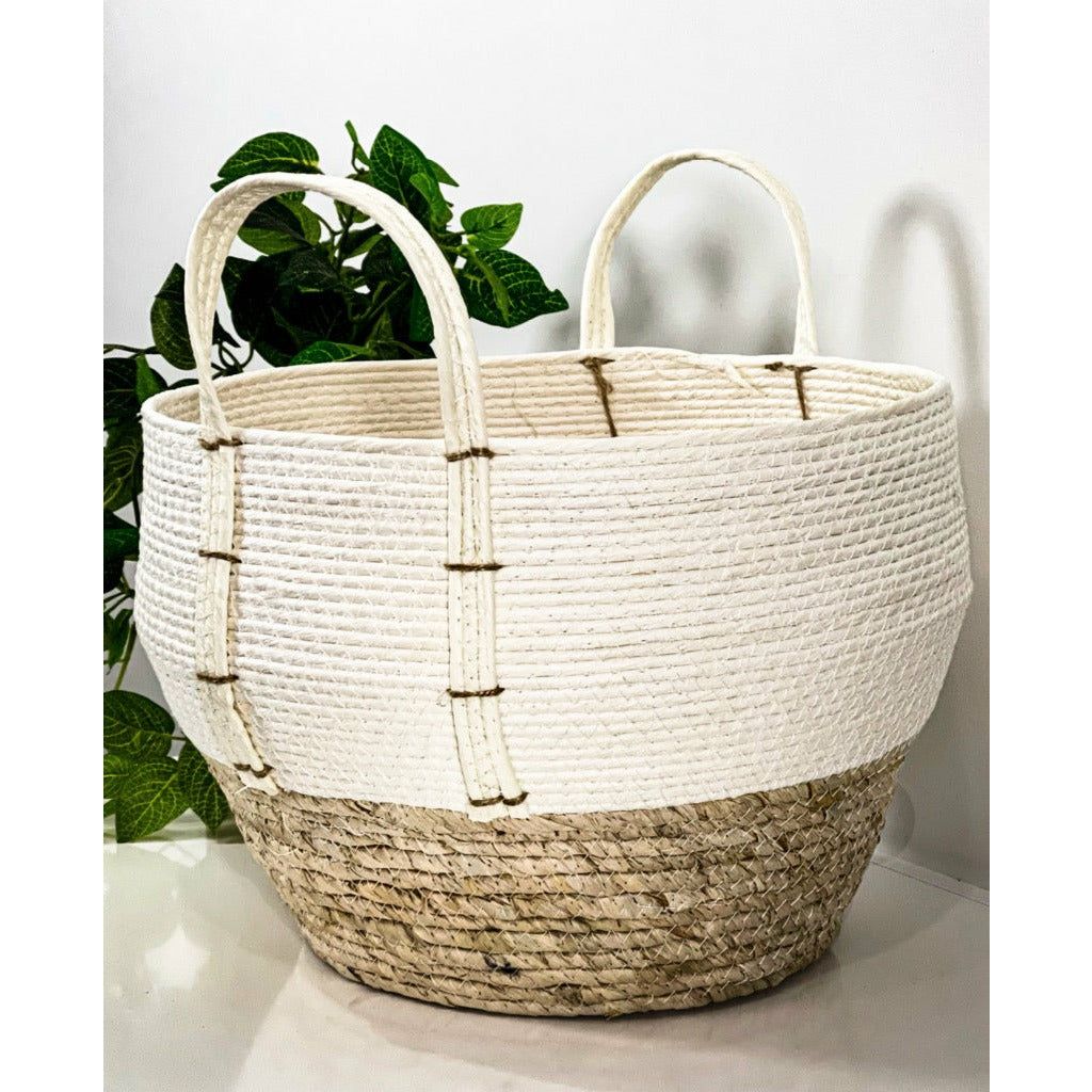 Paper Rope with Maize Rope Basket - 33x28cm 1 Piece Assorted - Dollars and Sense