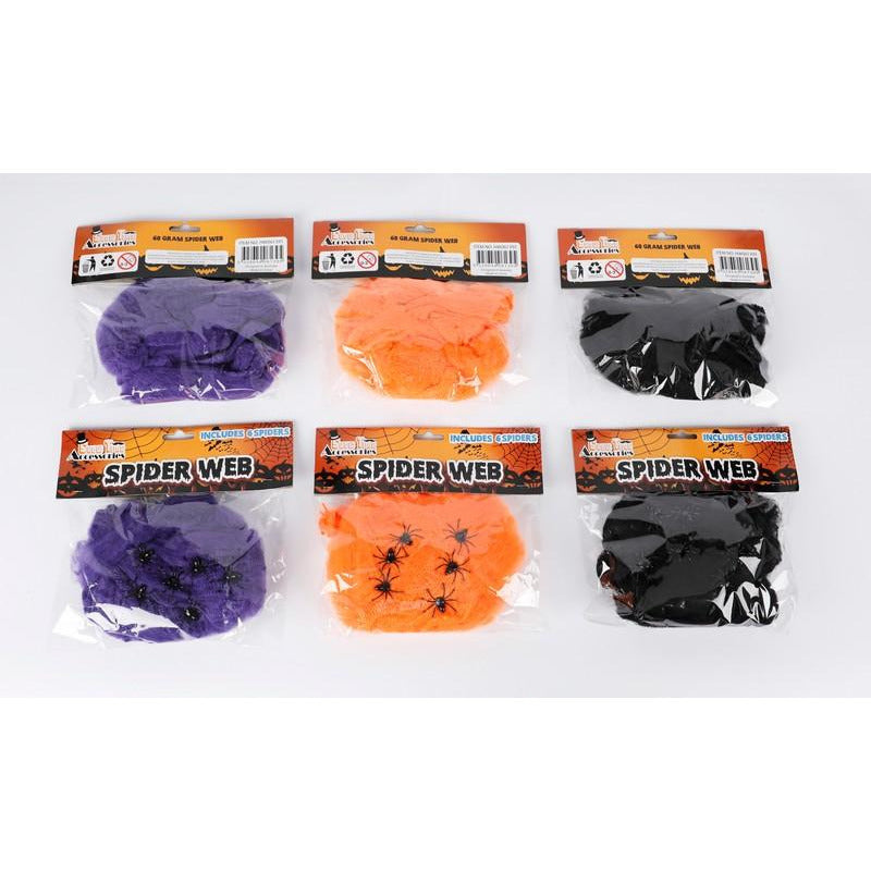 Halloween Spider Web with 6 Spiders 60gm| Dollars and Sense