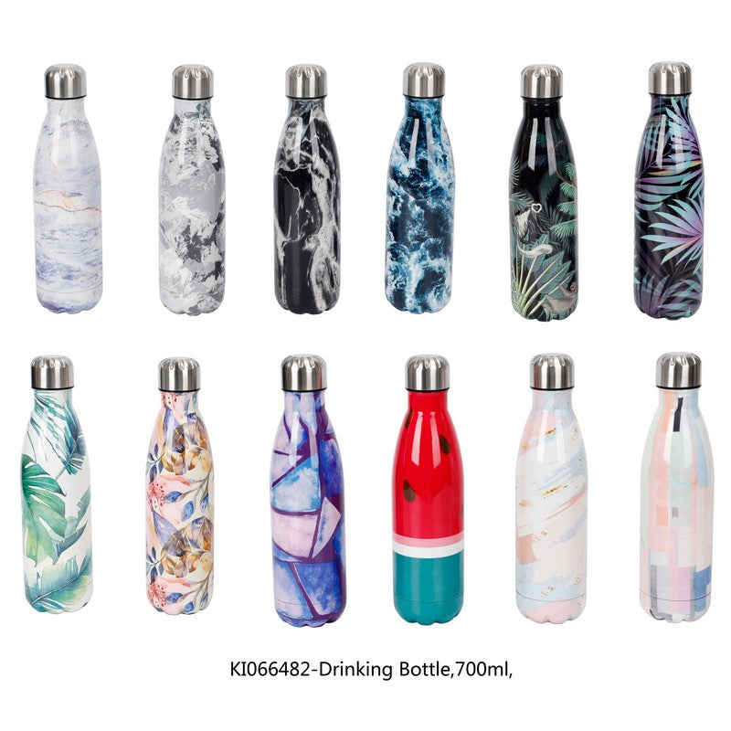 Printed Stainless Steel Drink Bottle 700ml  - Assorted - Dollars and Sense