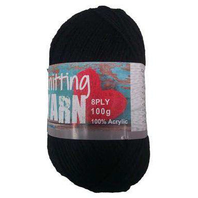 Knitting Yarn 8 Ply Black 100gm - Dollars and Sense