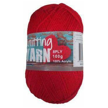 Knitting Yarn 8 Ply Red 100gm - Dollars and Sense