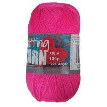 Knitting Yarn 8 Ply Fluro Pink 100gm - Dollars and Sense