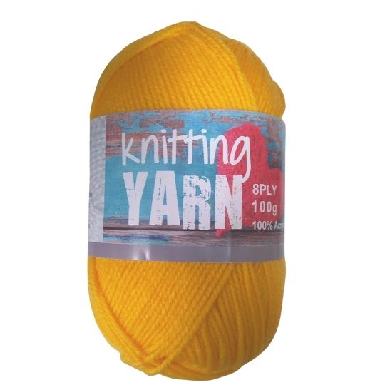 Knitting Yarn 8 Ply Golden Yellow 100gm - Dollars and Sense