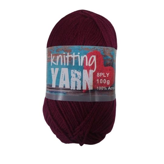 Knitting Yarn 8 Ply Burgandy 100gm - Dollars and Sense