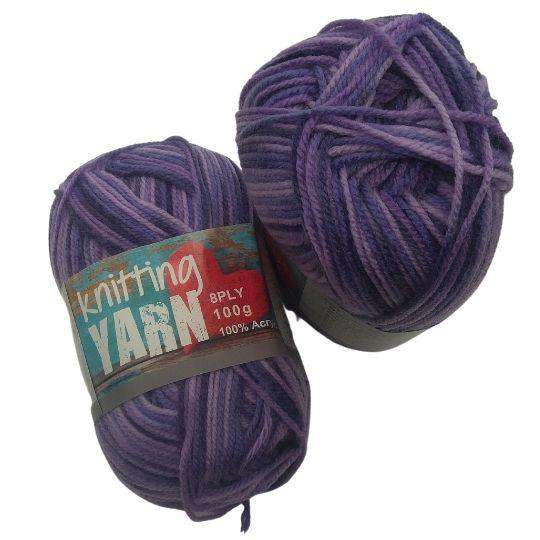 Knitting Yarn Multi Colour Purple 8 Ply 100gm - Dollars and Sense
