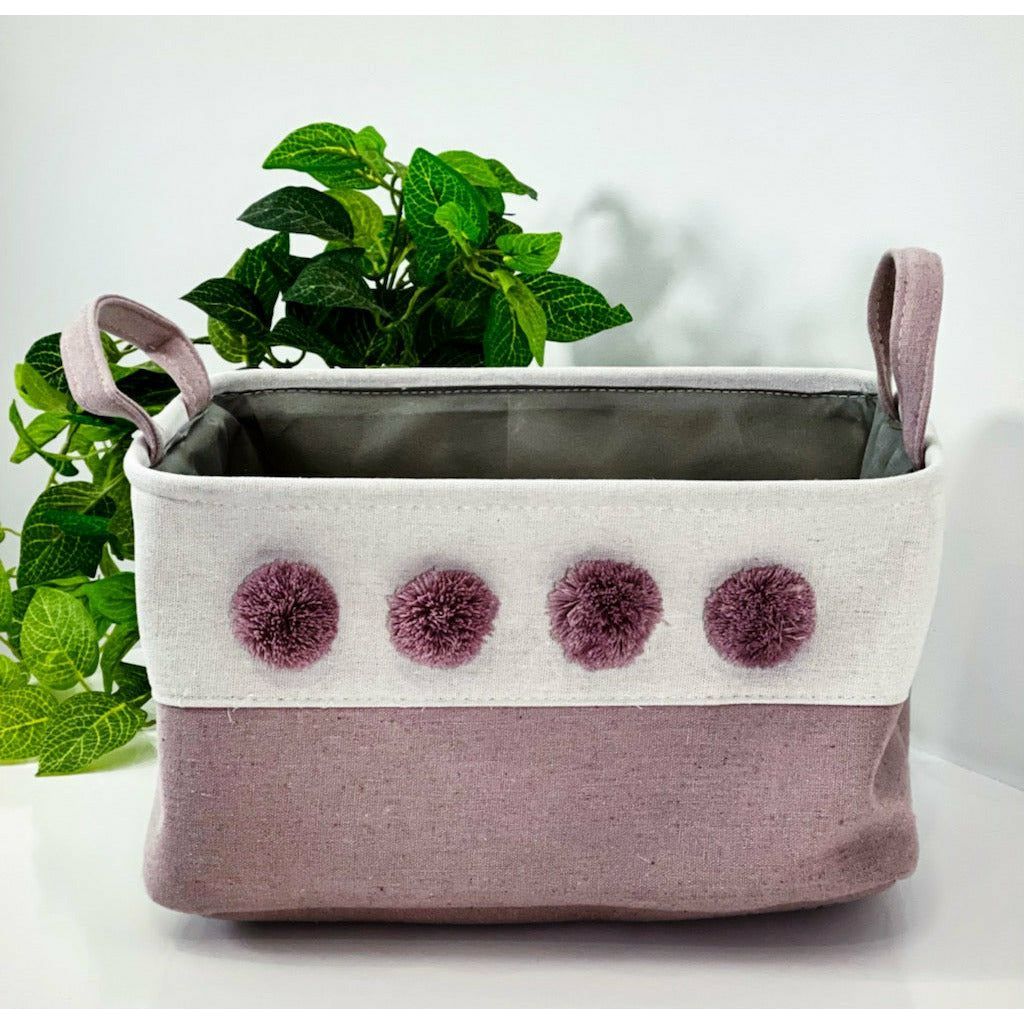 Basket with Pom Pom - 35x25x20cm 1 Piece Assorted - Dollars and Sense