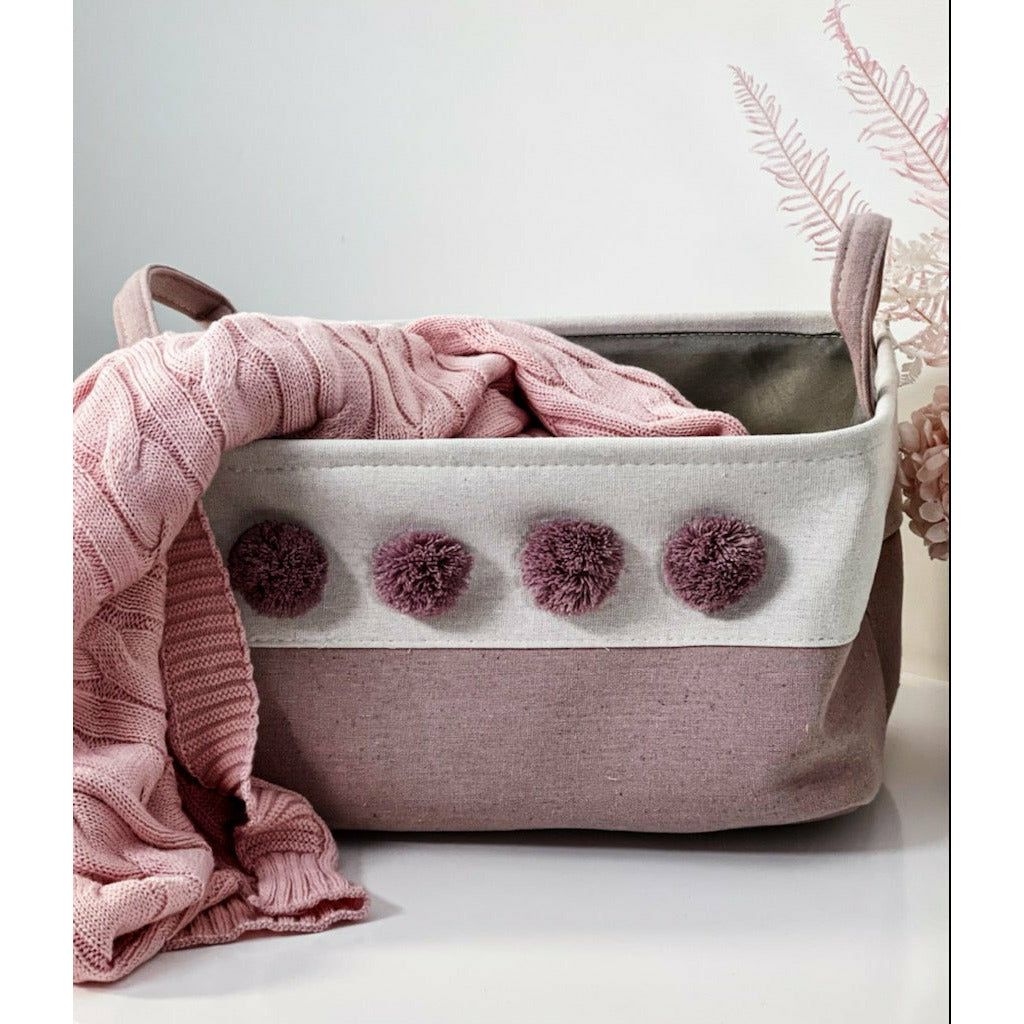 Basket with Pom Pom - 35x25x20cm 1 Piece Assorted - Dollars and Sense