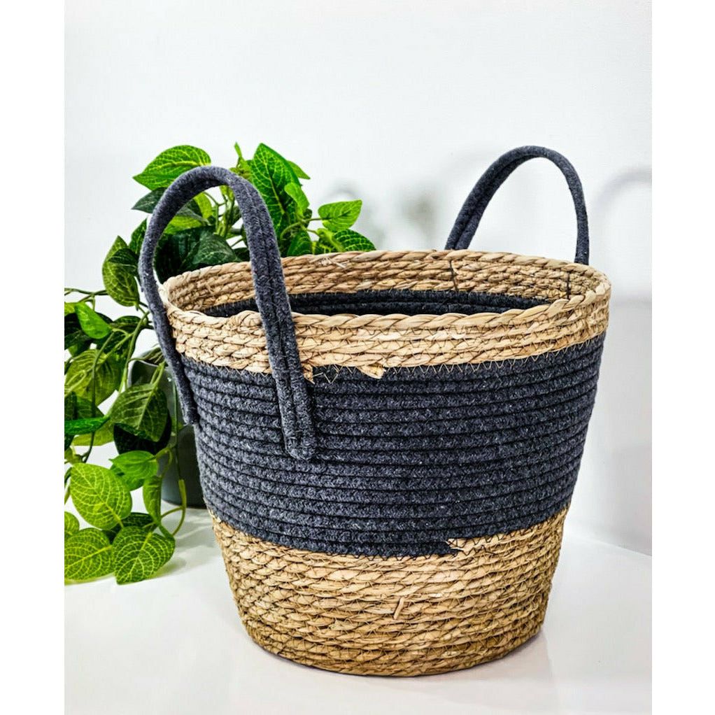 Round Basket with Handles - 32x25cm 1 Piece Assorted - Dollars and Sense