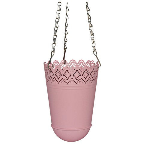 Metal Hanging Bucket with Lace Edging - Dollars and Sense