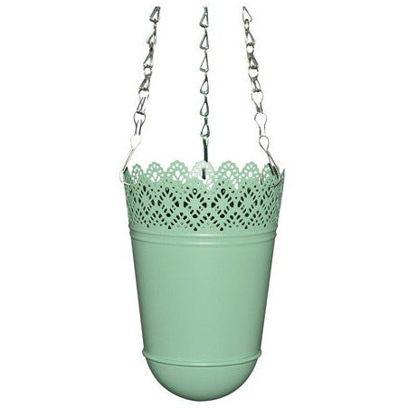 Metal Hanging Bucket with Lace Edging - Dollars and Sense