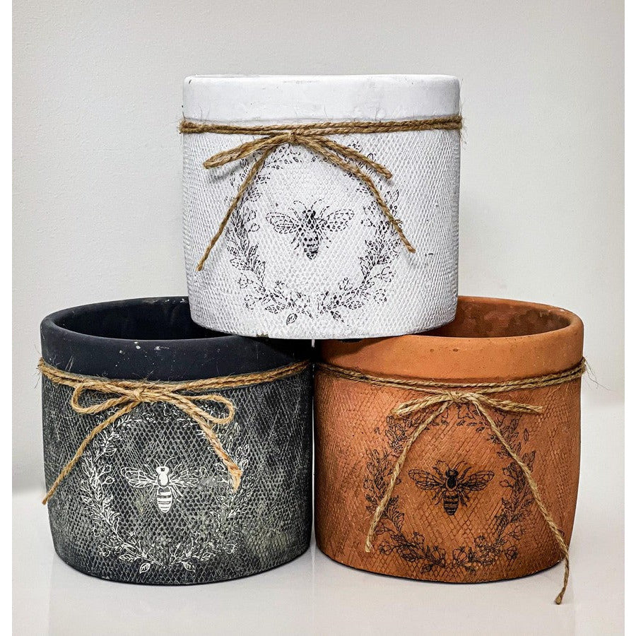 Cement Pot Bee Design Medium - Dollars and Sense