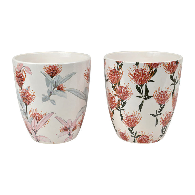Gum Tree Flower Ceramic Pot Assorted 13x14cm Default Title