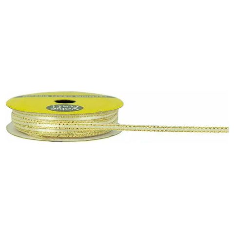 Satin Polyester Ribbon Cream with Gold Edge - 3mmx10m - Dollars and Sense
