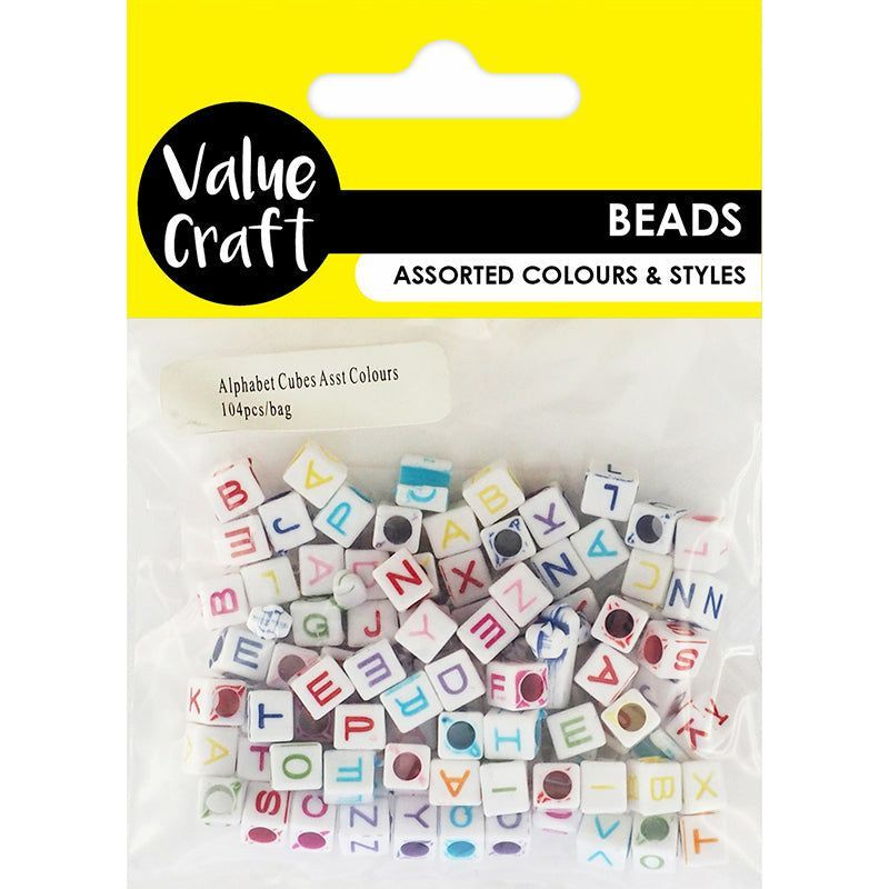Beads Alphabet Plastic Cubes - 104 Pieces - Dollars and Sense