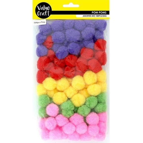 Craft Pom Pom Mixed Colours Large - Dollars and Sense