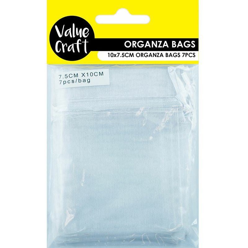 Organza Mini Bags White - 10cmx7.5cm 7 Pieces - Dollars and Sense