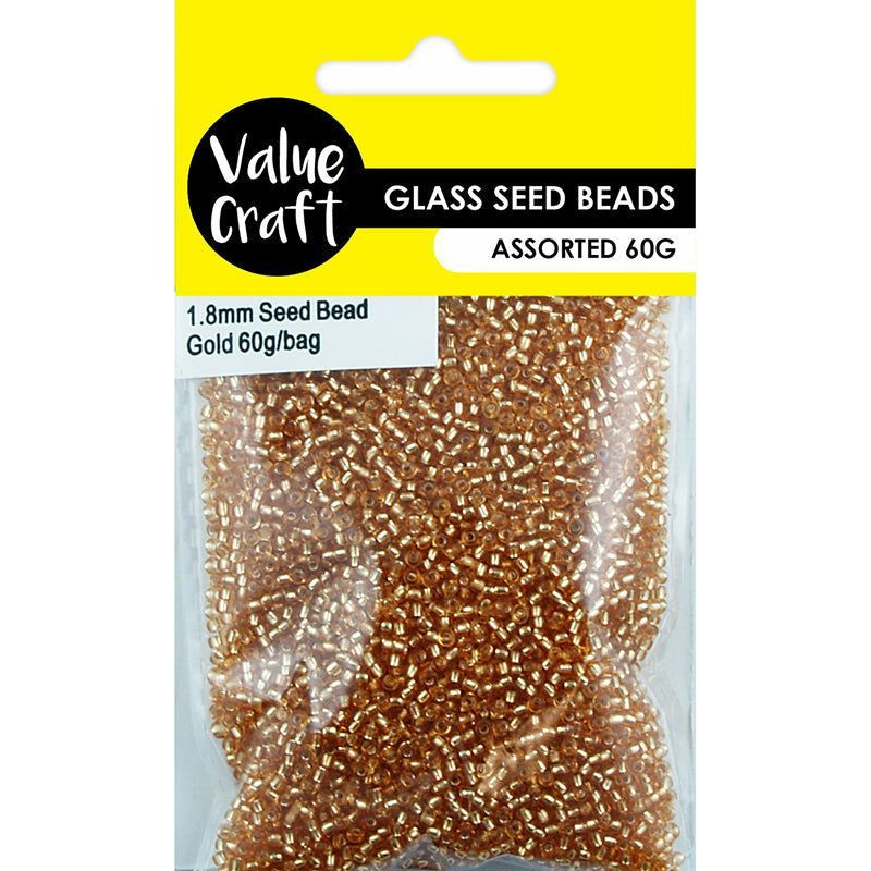 Beads Glass Seed Gold - 1.8mm 60g - Dollars and Sense