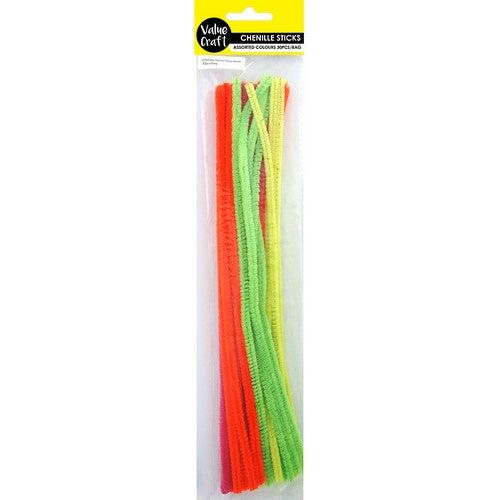 Craft Chenille Sticks Fluro Assorted - Dollars and Sense