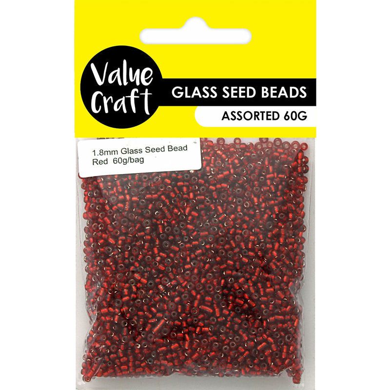Beads Glass Seed Red - 1.8mm 60g - Dollars and Sense