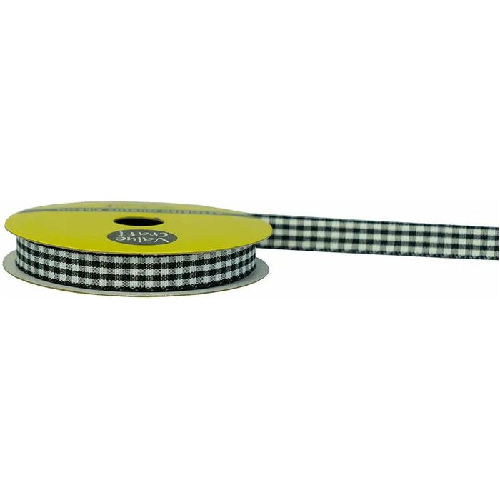 Gingham Ribbon Black - 10mmx3m - Dollars and Sense