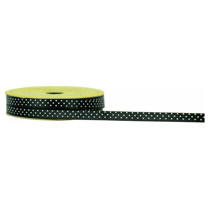 Satin Ribbon Black with White Spots - 6mmx3m - Dollars and Sense