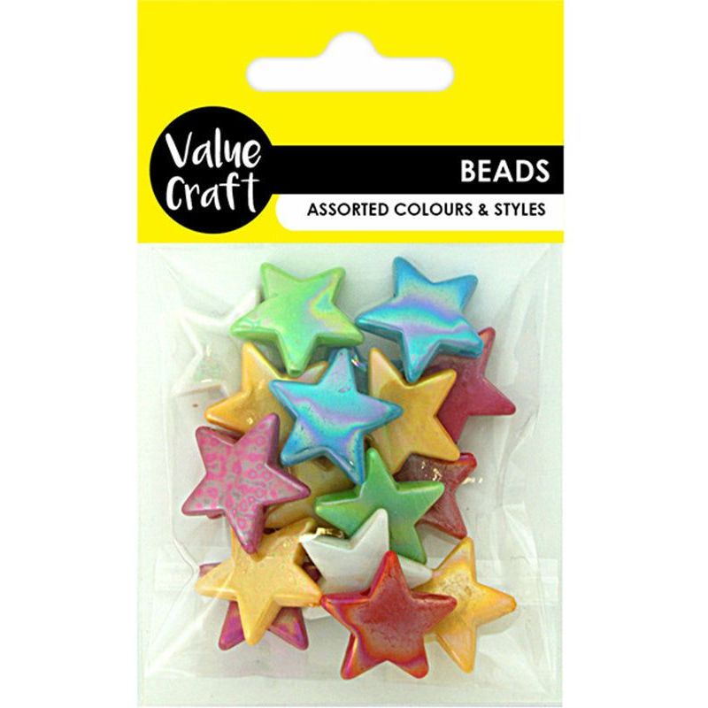 Beads Plastic Stars Iridescent Assorted - 20mm 25g - Dollars and Sense