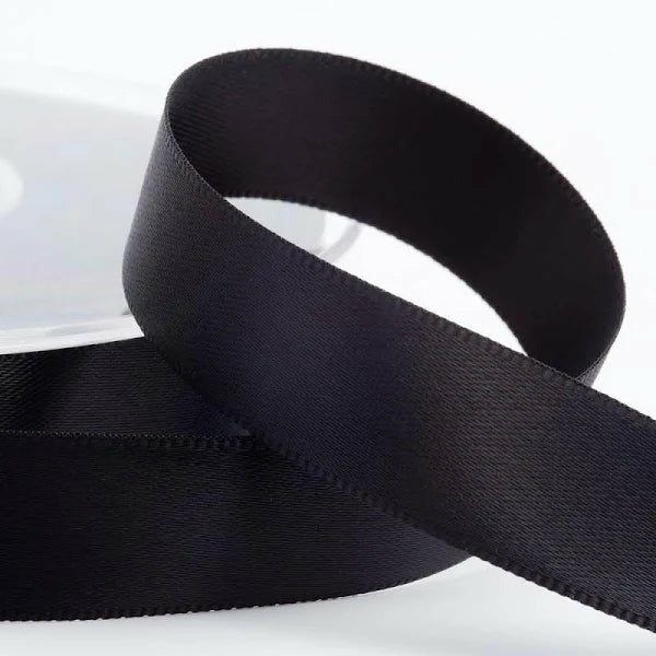 Satin Polyester Ribbon Black - 15mmx6m - Dollars and Sense