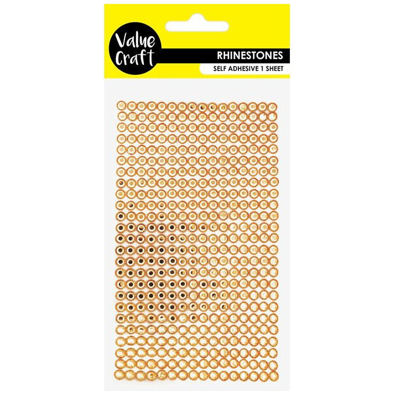 Rhinestones Self Adhesive Gold - 540 Pieces - Dollars and Sense