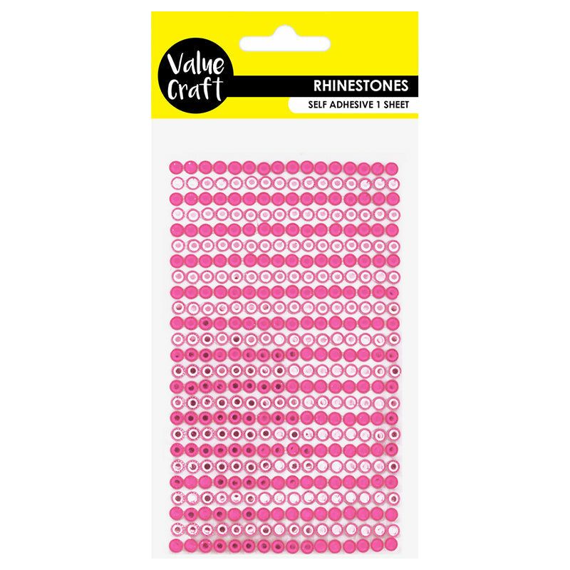 Rhinestones Self Adhesive Pink & White - 540 Pieces - Dollars and Sense