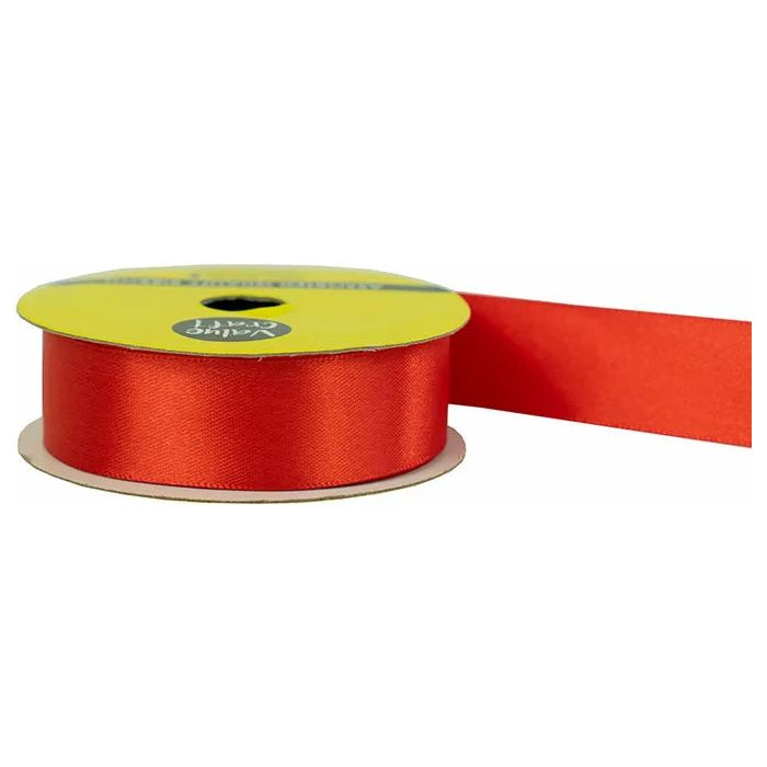 Satin Polyester Ribbon Flame Red - 22mmx3m - Dollars and Sense