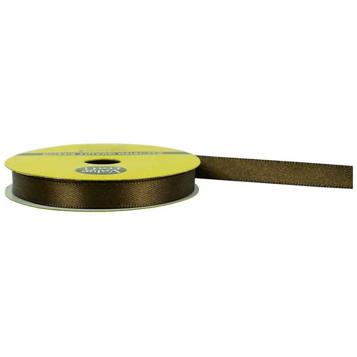 Satin Polyester Ribbon Chocolate - 10mmx10m - Dollars and Sense