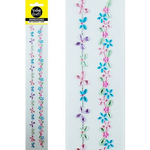 Rhinestone Butterfly and Flower Strip - Dollars and Sense