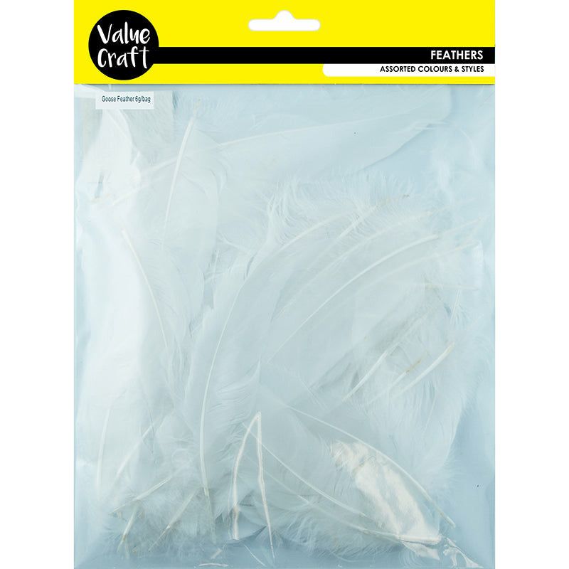 Satin Goose Feathers White Mix - 6g - Dollars and Sense