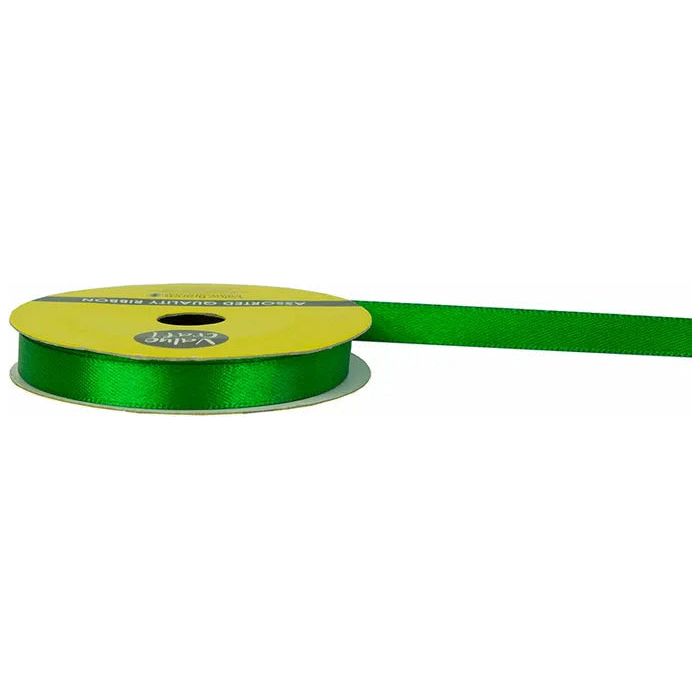 Satin Polyester Ribbon Green - 10mmx10m - Dollars and Sense