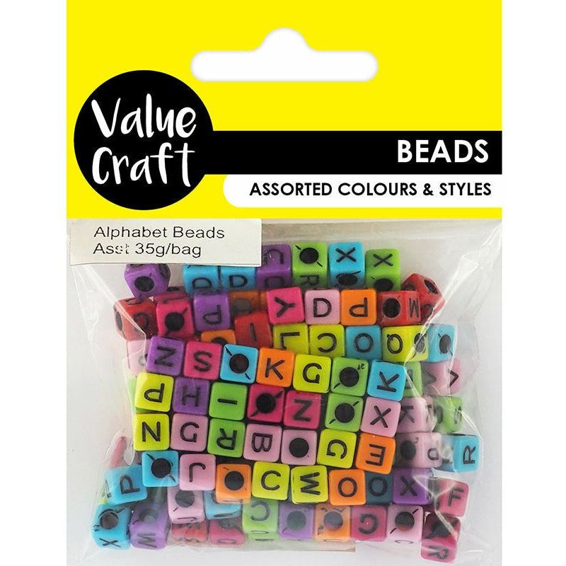 Beads Alphabet Plastic Cubes Assorted - 6mm 35g - Dollars and Sense