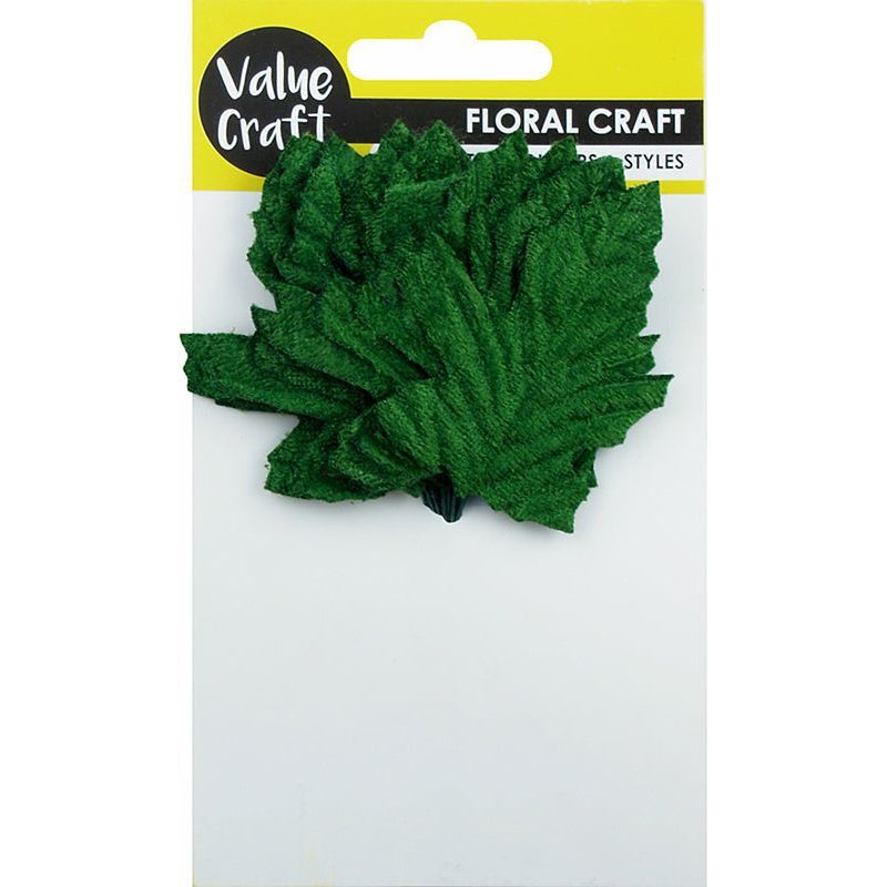 Oak Leaf Velvet Green - 13cmx5cm 12 Pieces - Dollars and Sense