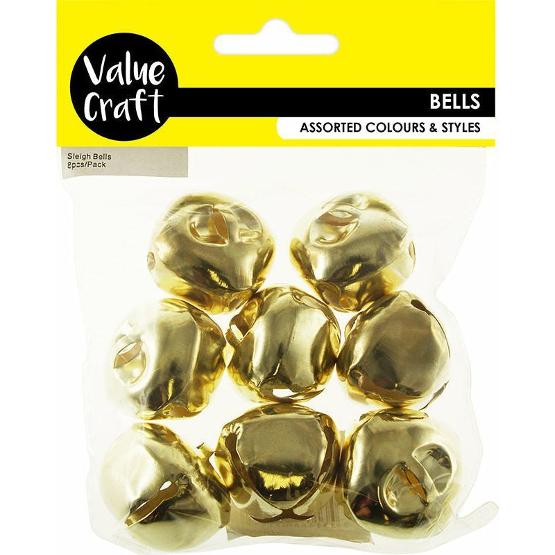 Bells Sleigh Gold - 3.5cm 8 Pieces - Dollars and Sense