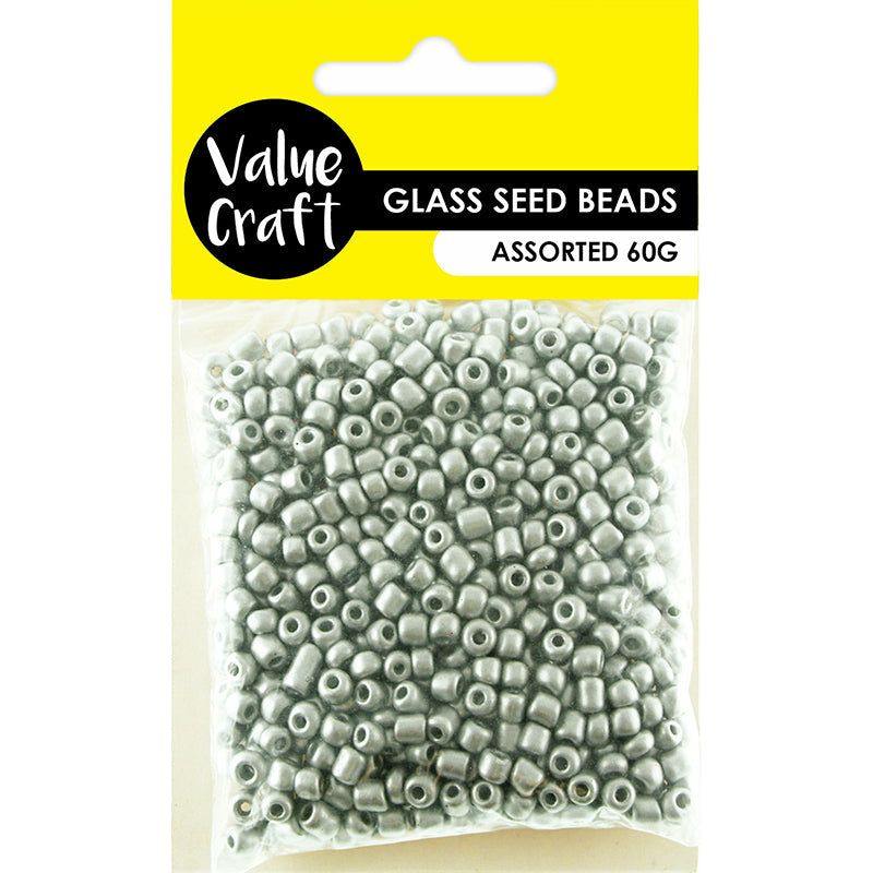 Beads Glass Seed Metallic Silver - 3.6mm 60g - Dollars and Sense