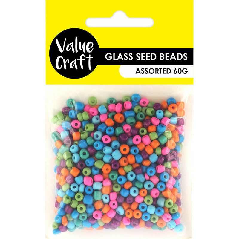 Beads Glass Seed Assorted - 3.6mm 60g - Dollars and Sense