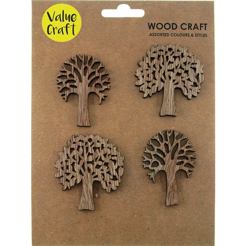 Trees Mdf Wood Natural - 4 Pieces - Dollars and Sense