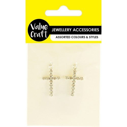 Jewellery Finding Diamante Crucifix Silver - Dollars and Sense